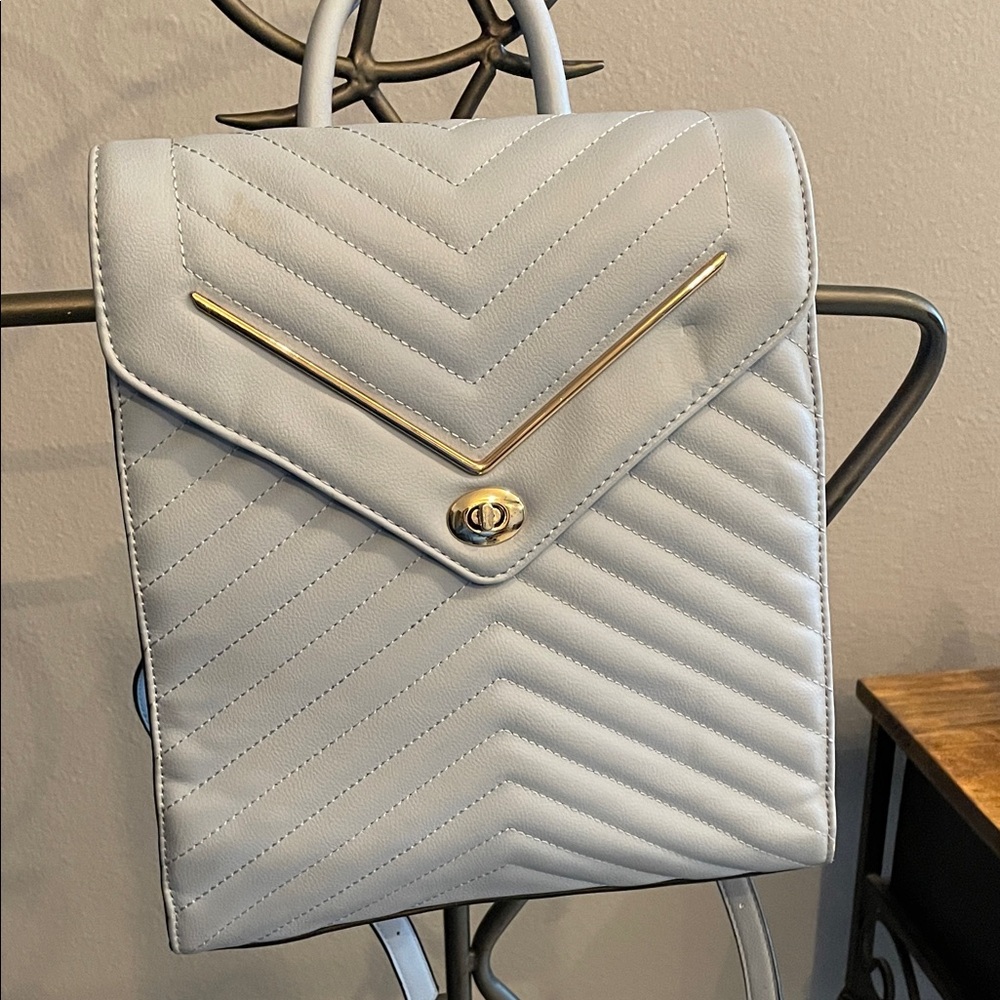 Quilted light blue backpack